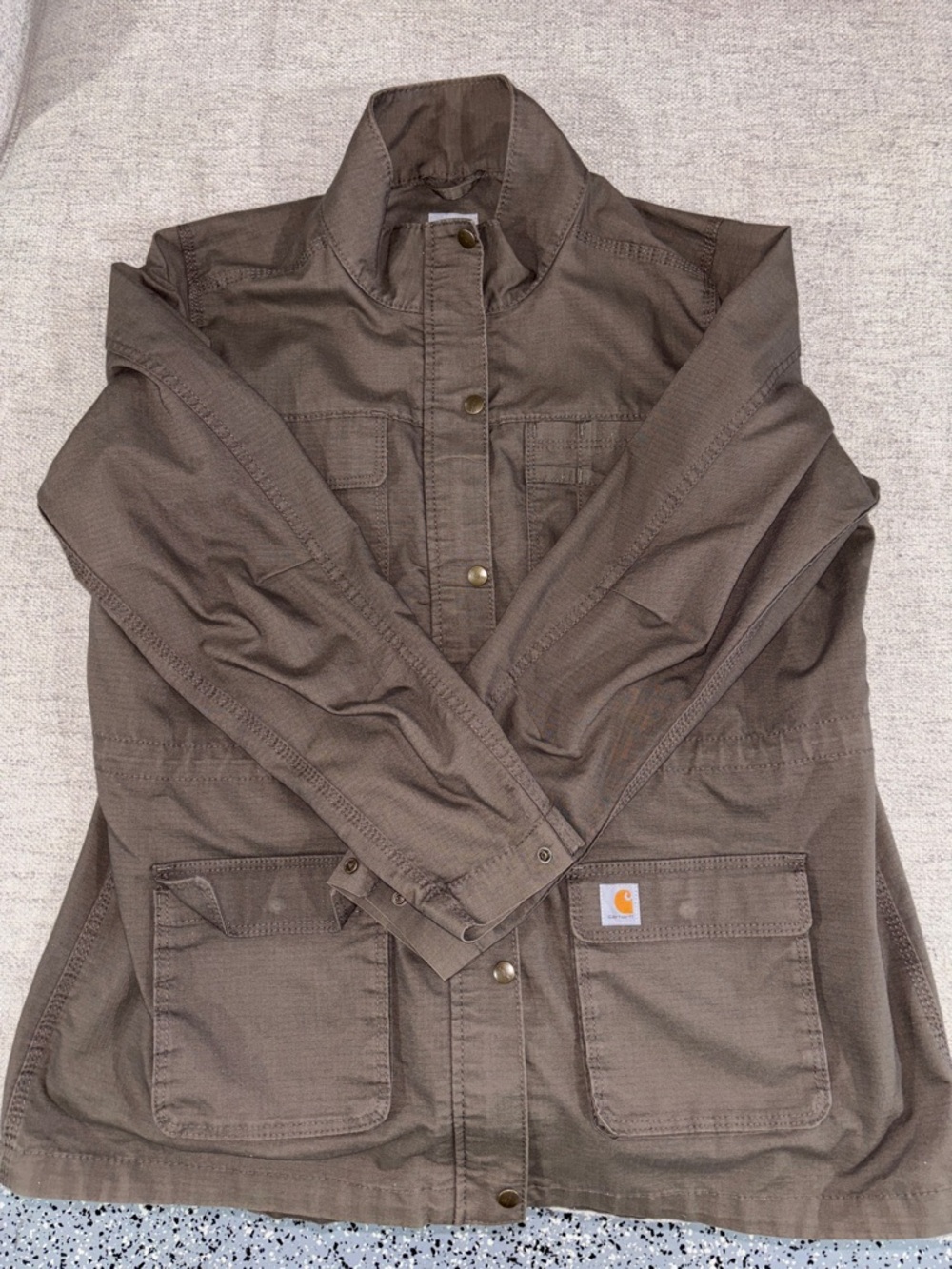 Carhartt Brown Duck Canvas Work Jacket with Logo Patch